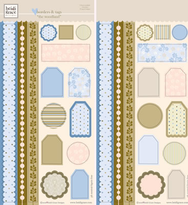 Heidi Grace - The Woodland - Chipboard Borders & Tags with Glitter  (sold in 3's)